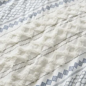 INK+IVY Imani Cotton Printed Duvet Cover Set with Chenille