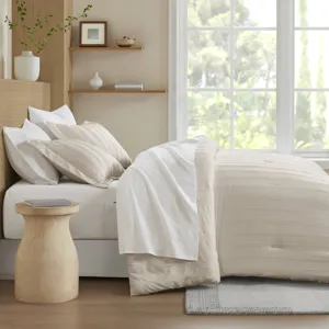 Super Listing Logan Striped Reversible Pintuck Pleated Comforter Set