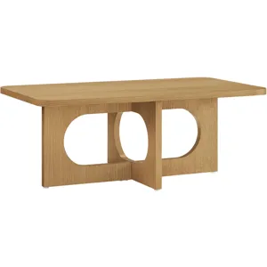 INK+IVY Devon 48" Sculptural Wood Coffee Table with Cutout Base - Natural Oak