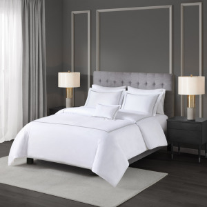 500 Thread Count Luxury Collection King/California King 100% Cotton Sateen Embroidered Comforter Set - White/Grey