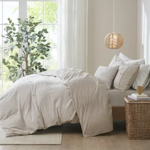 Dover Full/Queen 5 Piece Organic Cotton Oversized Comforter Cover Set w/removable insert - Natural
