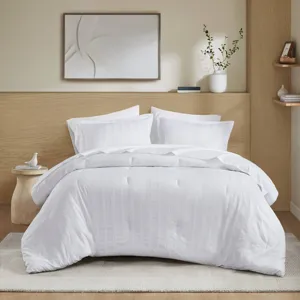 Super Listing Logan Striped Reversible Pintuck Pleated Comforter Set