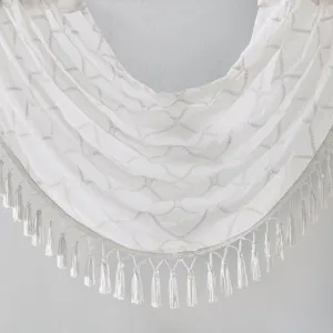 Madison Park Irina Diamond Sheer Embroidered Waterfall Valance