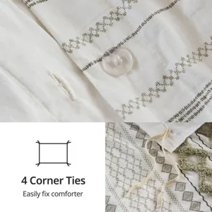 INK+IVY Imani Cotton Printed Duvet Cover Set with Chenille