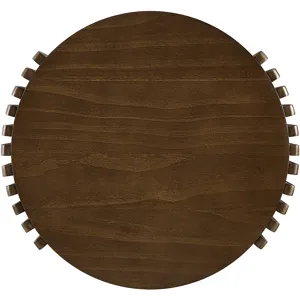 INK+IVY Wyatt Round Slatted Wood End Table with 2-Tier Open Storage - Honey Brown