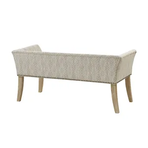 Welburn 49.5\" Upholstered Bench with Back & Wood Legs - Taupe Multi