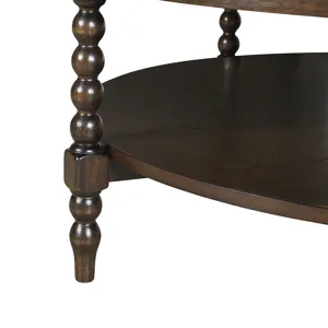 Philippe Round Coffee Table with Shelf - Brown