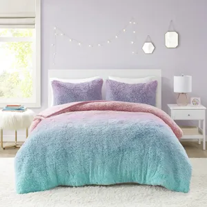 Mi Zone Primrose Ombre Shaggy Faux Fur Comforter Set