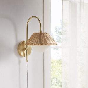 INK+IVY Laguna Rattan Weave Shade Wall Sconce - Gold