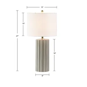 Glendale Ribbed Ceramic Table Lamp - Grey