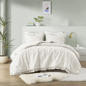 Comfort Spaces Hannah Diamond Quilted Ruffle Edge Comforter Set