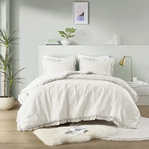 Comfort Spaces Hannah Diamond Quilted Ruffle Edge Comforter Set