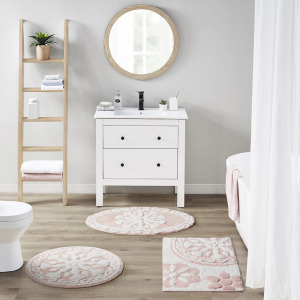 Casablanca Medallion Cotton Tufted Bath Rug - Pink