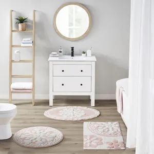 Casablanca Medallion Cotton Tufted Bath Rug - Pink