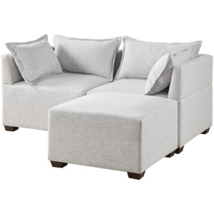 Molly 3-Piece Modular L-Shape Sofa - Silver Grey