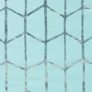 Raina Total Blackout Metallic Print Grommet Top Curtain Panel - Aqua/Silver
