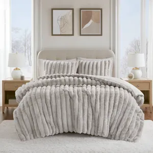 Madison Park Jasmine 3 Piece Faux Fur Comforter Set