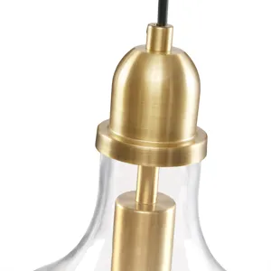 Auburn Bell Shaped Hanging Glass Pendant Light - Gold/Clear