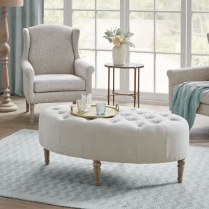 Clara Accent Ottoman - Linen