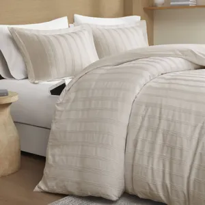 Super Listing Logan Striped Reversible Pintuck Pleated Duvet Set