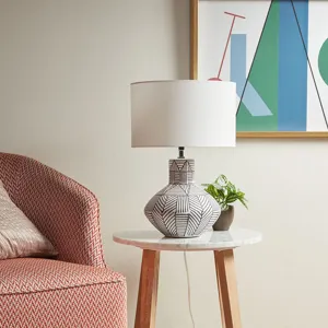 Agape Boho Ceramic Table Lamp - White