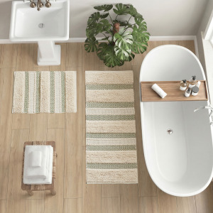 INK+IVY Asher Woven Texture Stripe Bath Rug