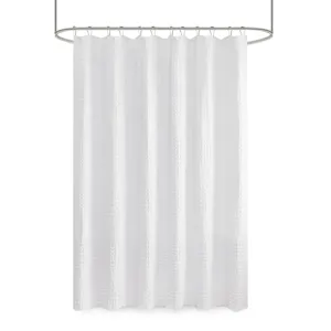 Madison Park Arlo Super Waffle Textured Solid Shower Curtain - White