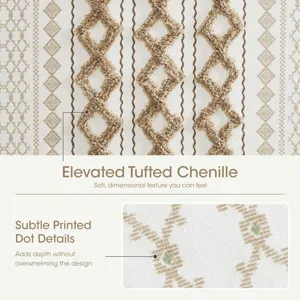 INK+IVY Imani Cotton Printed Shower Curtain with Chenille