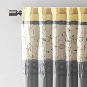 Serene Embroidered Curtain Panel - Yellow