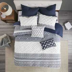 Camila Cotton Quilted Euro Sham - Navy