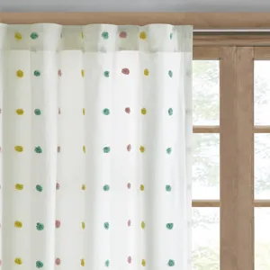 Callie Cotton Jacquard Pom Pom Curtain Panel - Multi