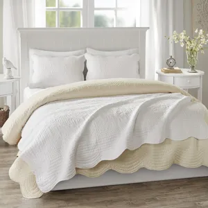 Madison Park Tuscany Oversized Quilted Throw with Scalloped Edges