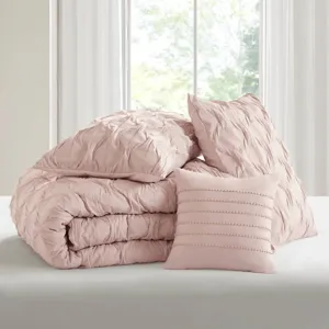 Comfort Spaces Bailey Diamond Pintuck Pleated Woven Comforter Set