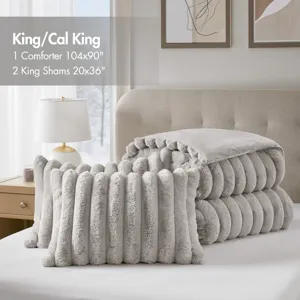 Madison Park Jasmine 3 Piece Faux Fur Comforter Set