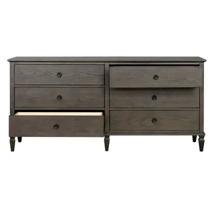 Victoria 6-drawer wood dresser (70\") - Antique Brown