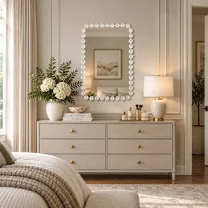 Madison Park Signature Marlowe 24X36 Rounded Rectangle Beaded Wall Mirror