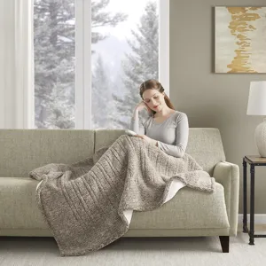True North by Sleep Philosophy Marbled Sherpa Heated Throw