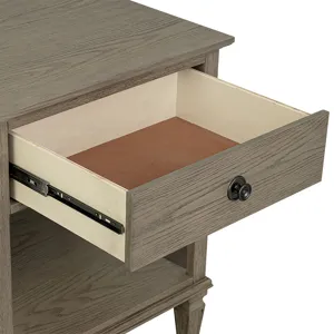 Victoria one-drawer wood nightstand with shelf - Reclaimed Grey