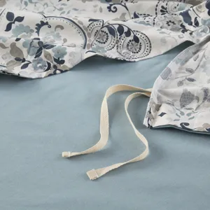 Brielle King/California King 3 Piece Floral Printed Cotton Duvet Cover Set - Blue