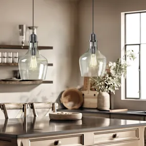 Auburn Bell Shaped Hanging Glass Pendant Light - Bronze/Clear
