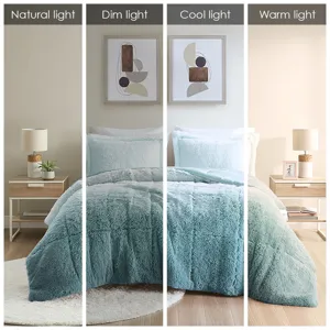 Intelligent Design Brielle Ombre Shaggy Long Fur Comforter Mini Set