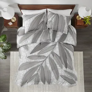 Adrian King/California King Botanical Cotton Comforter Set - Gray