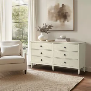 Victoria 6-drawer wood dresser (70\") - Antique Cream