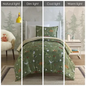 Mi Zone Kids Heath Forest Animals Plush Reversible Comforter Set
