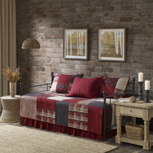Woolrich Sunset 5 Piece Day Bed Cover Set - Red