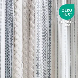 INK+IVY Imani Cotton Printed Shower Curtain with Chenille