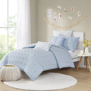 Urban Habitat Brooklyn Cotton Jacquard Comforter Set with Euro Shams and Throw Pillows