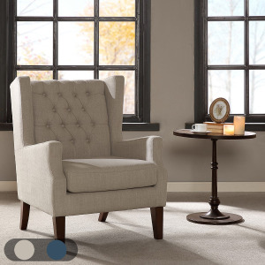 Maxwell Button Tufted Wing Chair - Linen