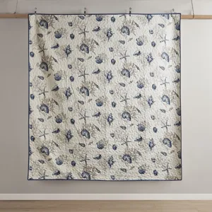 Bayside Twin/Twin XL Brushed Microfiber Quilt Set with Throw Pillows - Blue