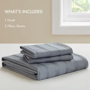 Super Listing Logan Striped Reversible Pintuck Pleated Duvet Set